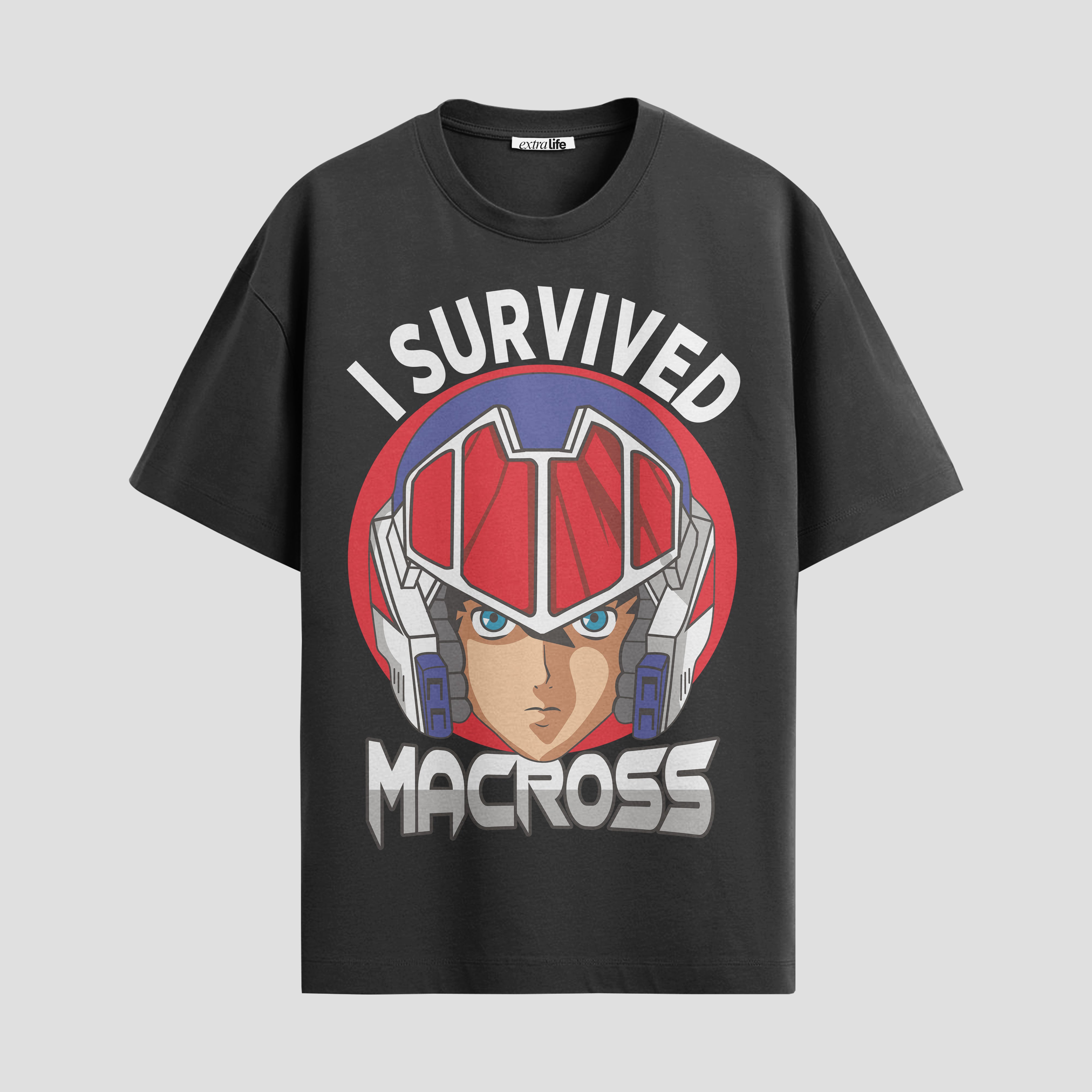 Playera urbana de anime y gaming ExtraLife MX, corte Standard Fit unisex ligero y transpirable en color Deep Black y Pure White, ropa de uso diario para gym y casual.