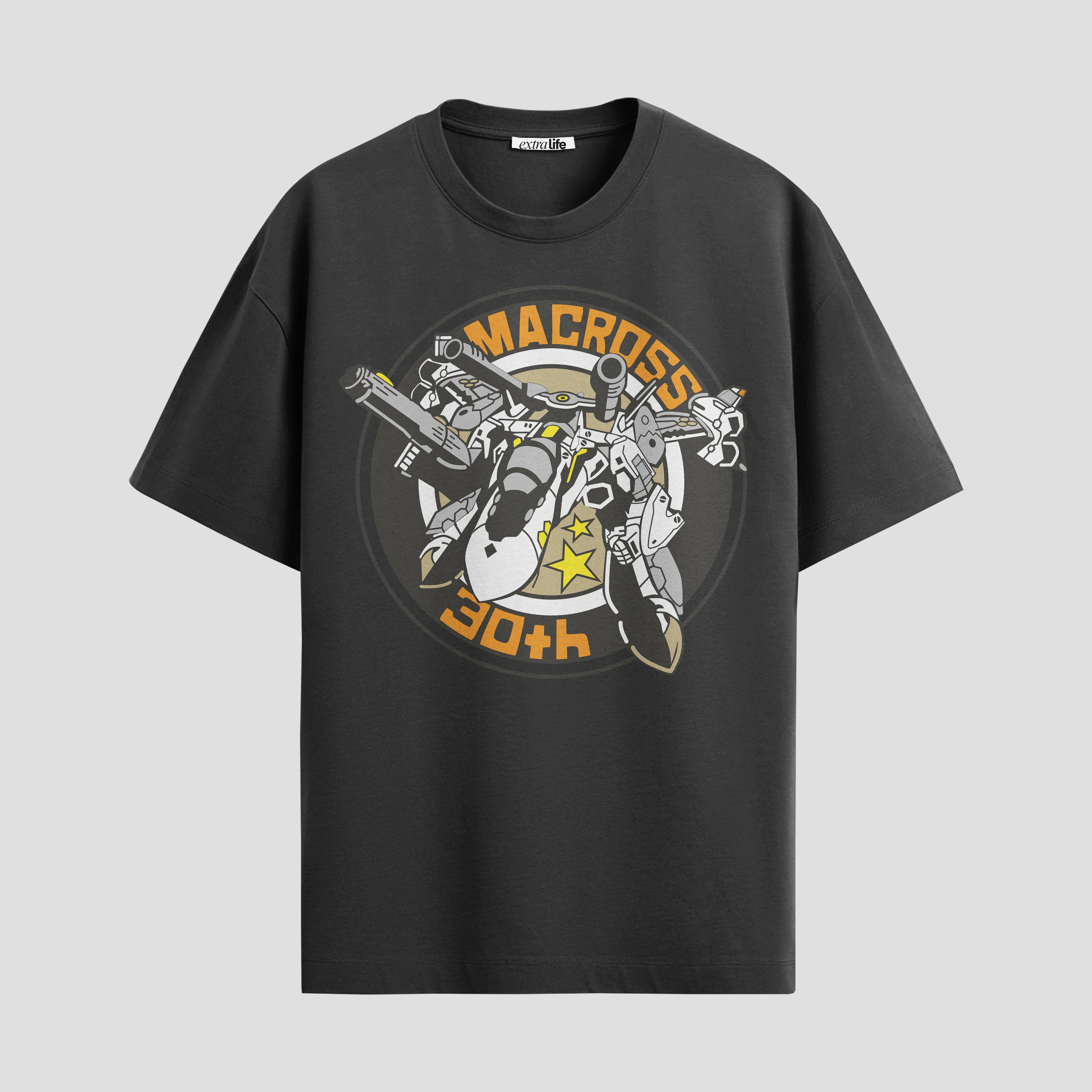 Playera urbana de anime y gaming ExtraLife MX, corte Standard Fit unisex ligero y transpirable en color Deep Black y Pure White, ropa de uso diario para gym y casual.