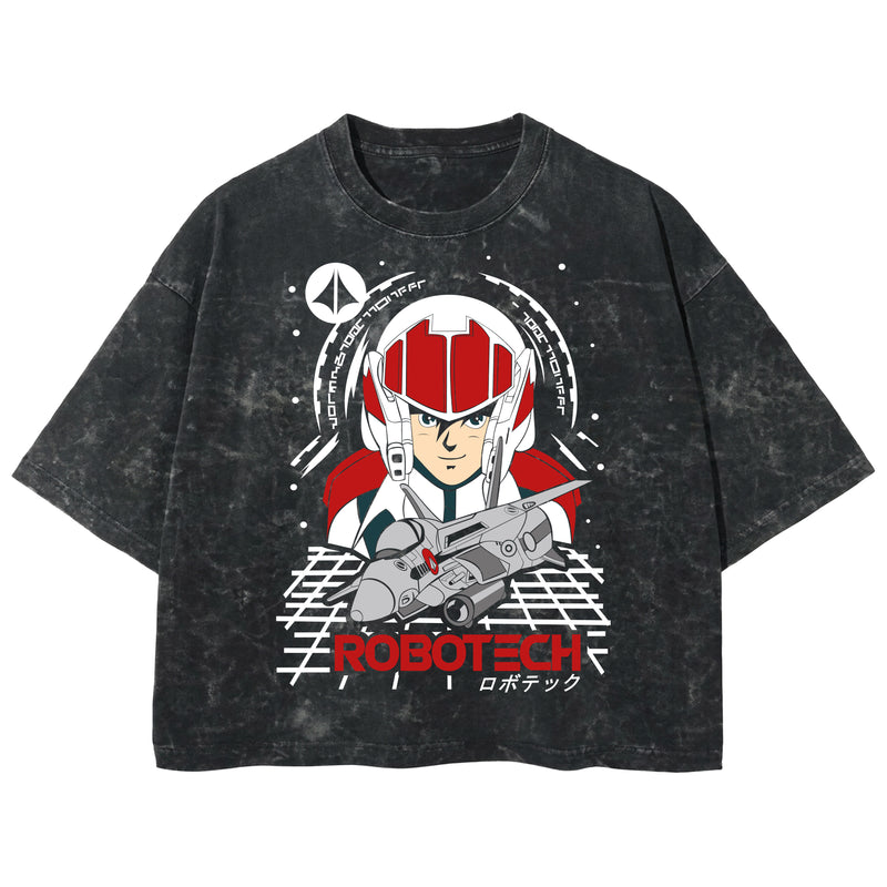 Playera streetwear premium de anime y gaming ExtraLife MX, corte boxy deluxe mineral wash heavyweight en color Acid Wash, moda urbana mexicana de culto.