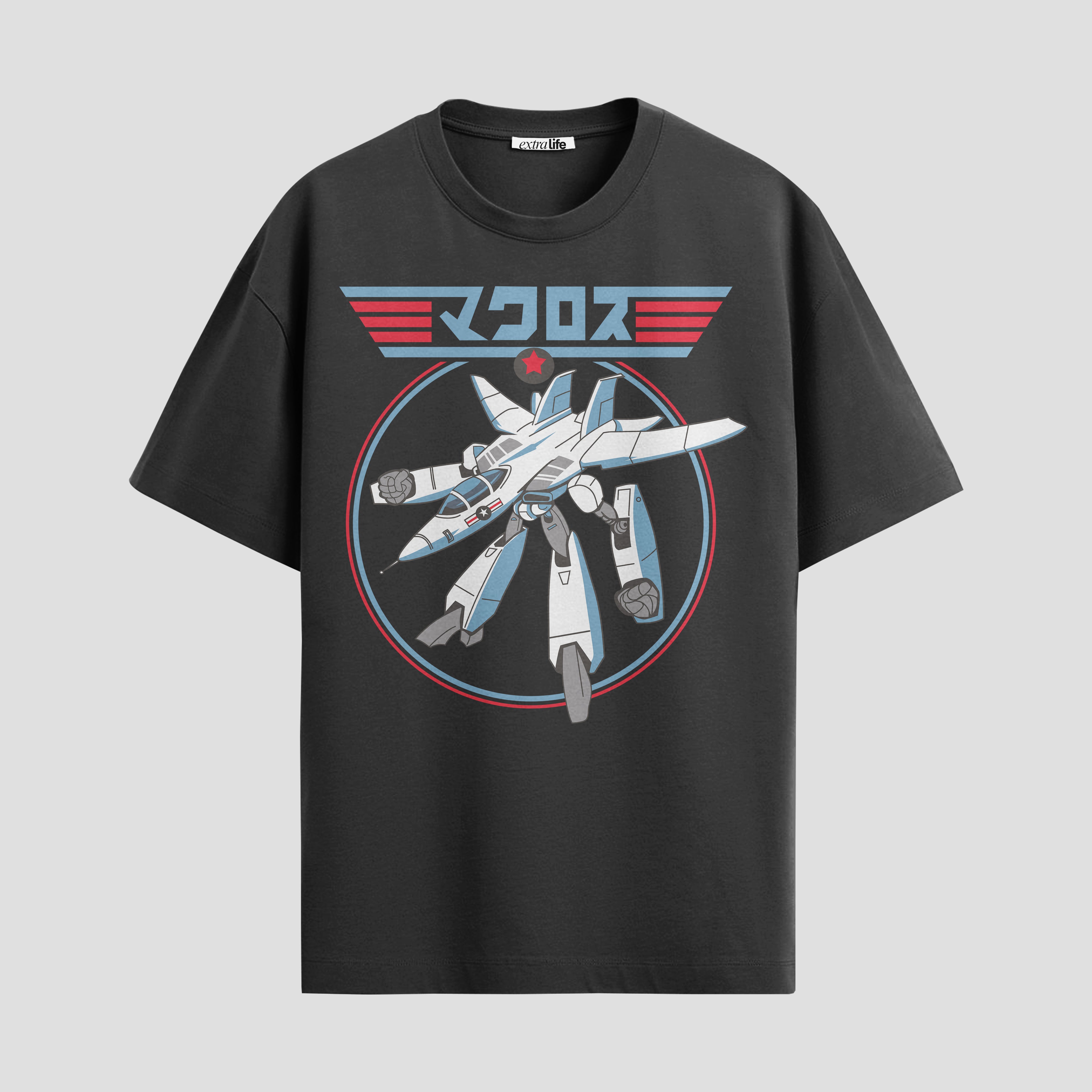 Playera urbana de anime y gaming ExtraLife MX, corte Standard Fit unisex ligero y transpirable en color Deep Black y Pure White, ropa de uso diario para gym y casual.