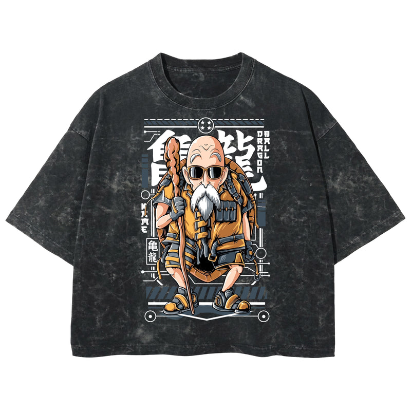 Playera streetwear premium de anime y gaming ExtraLife MX, corte boxy deluxe mineral wash heavyweight en color Acid Wash, moda urbana mexicana de culto.