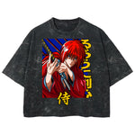 Playera streetwear premium de anime y gaming ExtraLife MX, corte boxy deluxe mineral wash heavyweight en color Acid Wash, moda urbana mexicana de culto.