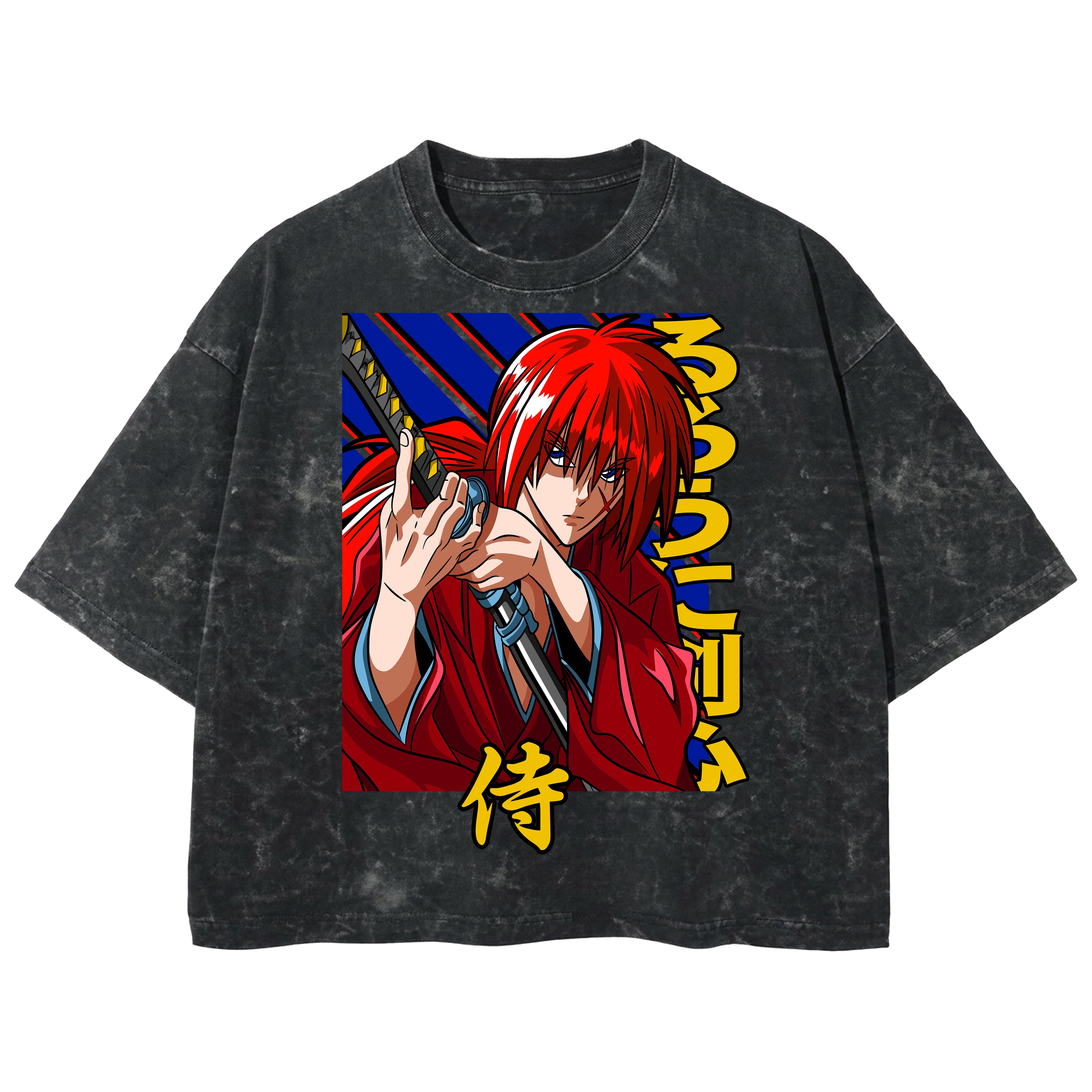 Playera streetwear premium de anime y gaming ExtraLife MX, corte boxy deluxe mineral wash heavyweight en color Acid Wash, moda urbana mexicana de culto.