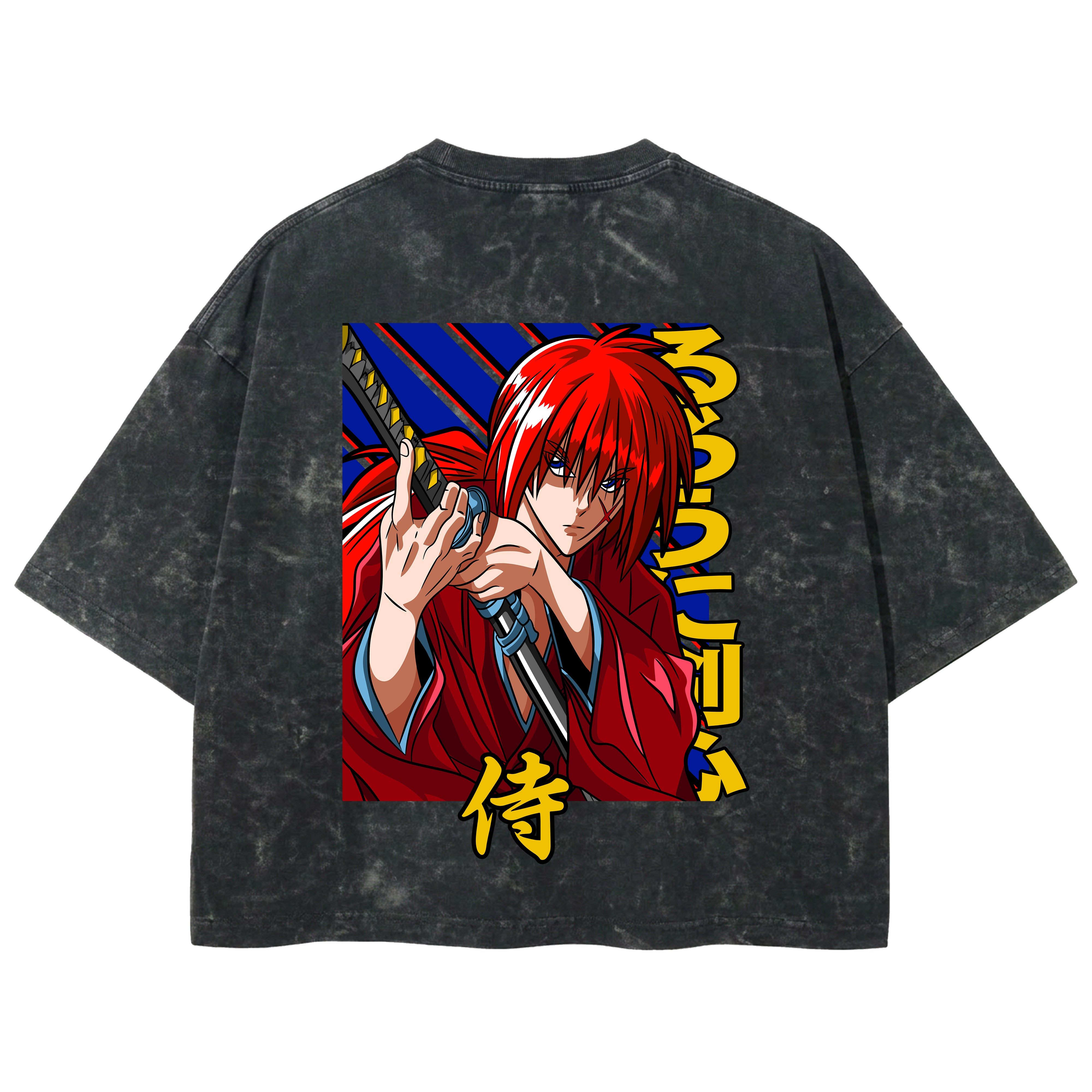 Playera streetwear premium de anime y gaming ExtraLife MX, corte boxy deluxe mineral wash heavyweight en color Acid Wash, moda urbana mexicana de culto.