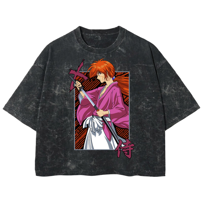 Playera streetwear premium de anime y gaming ExtraLife MX, corte boxy deluxe mineral wash heavyweight en color Acid Wash, moda urbana mexicana de culto.