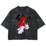 Playera streetwear premium de anime y gaming ExtraLife MX, corte boxy deluxe mineral wash heavyweight en color Acid Wash, moda urbana mexicana de culto.