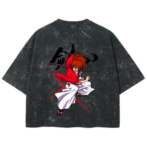 Playera streetwear premium de anime y gaming ExtraLife MX, corte boxy deluxe mineral wash heavyweight en color Acid Wash, moda urbana mexicana de culto.