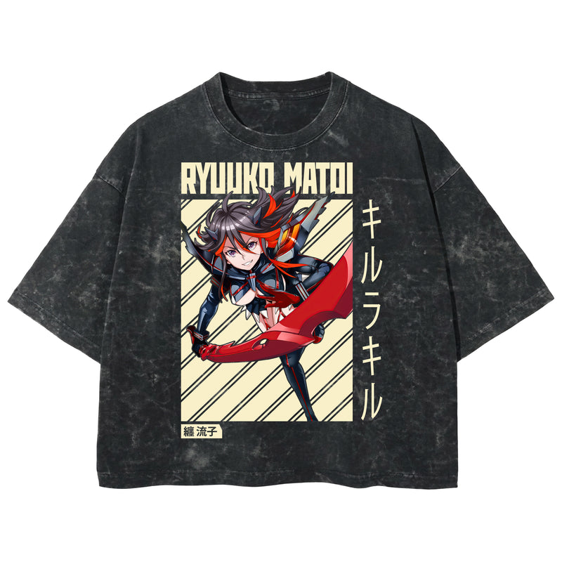 Playera streetwear premium de anime y gaming ExtraLife MX, corte boxy deluxe mineral wash heavyweight en color Acid Wash, moda urbana mexicana de culto.
