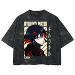 Playera streetwear premium de anime y gaming ExtraLife MX, corte boxy deluxe mineral wash heavyweight en color Acid Wash, moda urbana mexicana de culto.