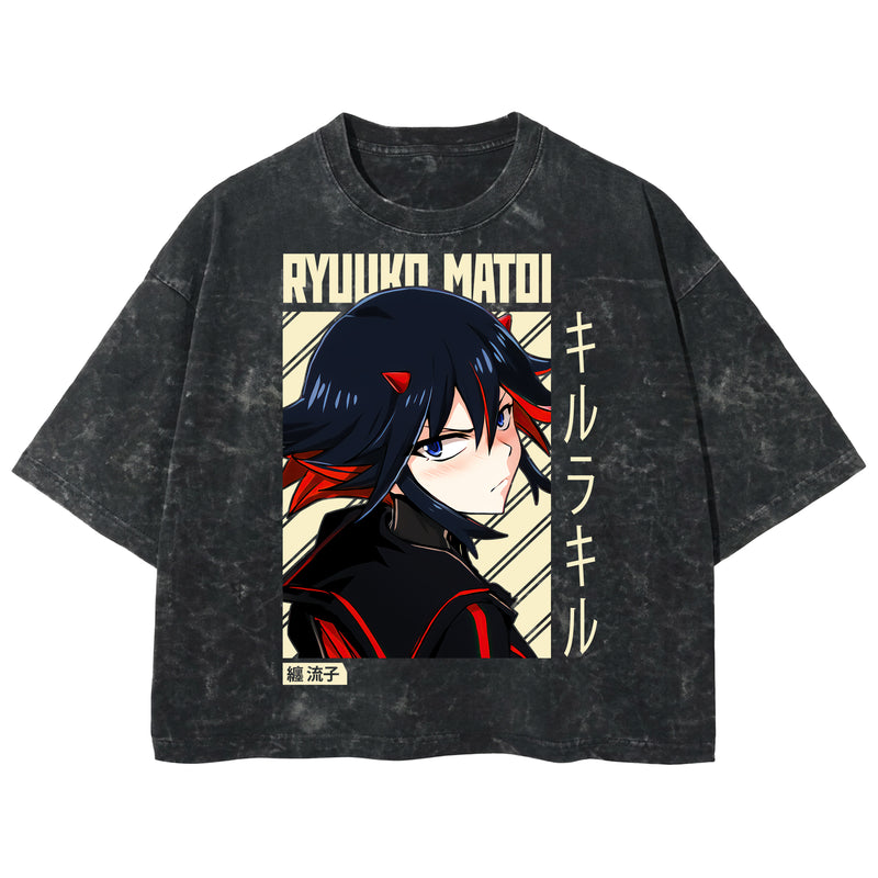Playera streetwear premium de anime y gaming ExtraLife MX, corte boxy deluxe mineral wash heavyweight en color Acid Wash, moda urbana mexicana de culto.