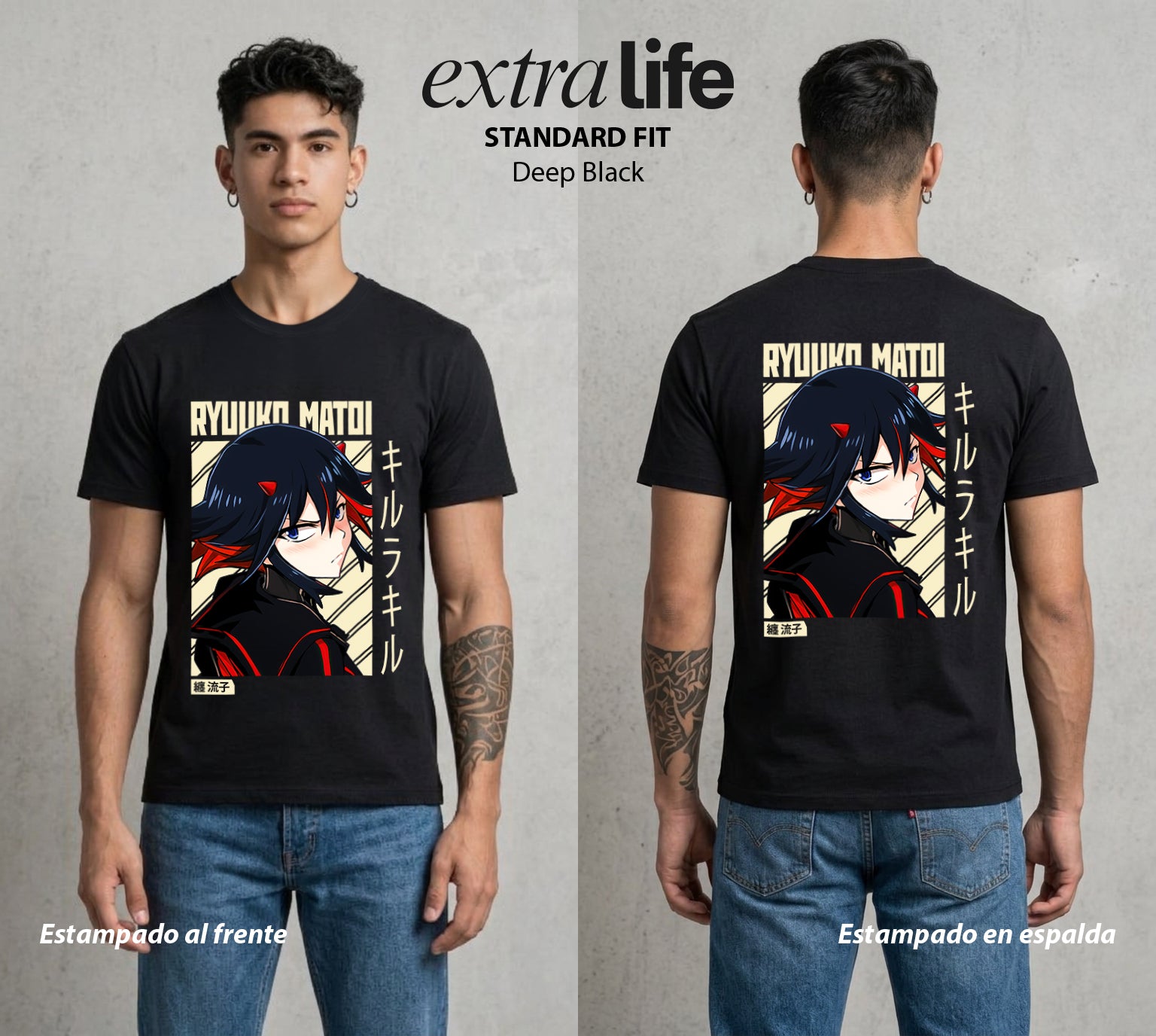 Las Agujas del Destino | El Filo del Destino #03717 - Playera Standard Fit | Deep Black - Foto en modelo