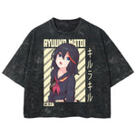 Playera streetwear premium de anime y gaming ExtraLife MX, corte boxy deluxe mineral wash heavyweight en color Acid Wash, moda urbana mexicana de culto.
