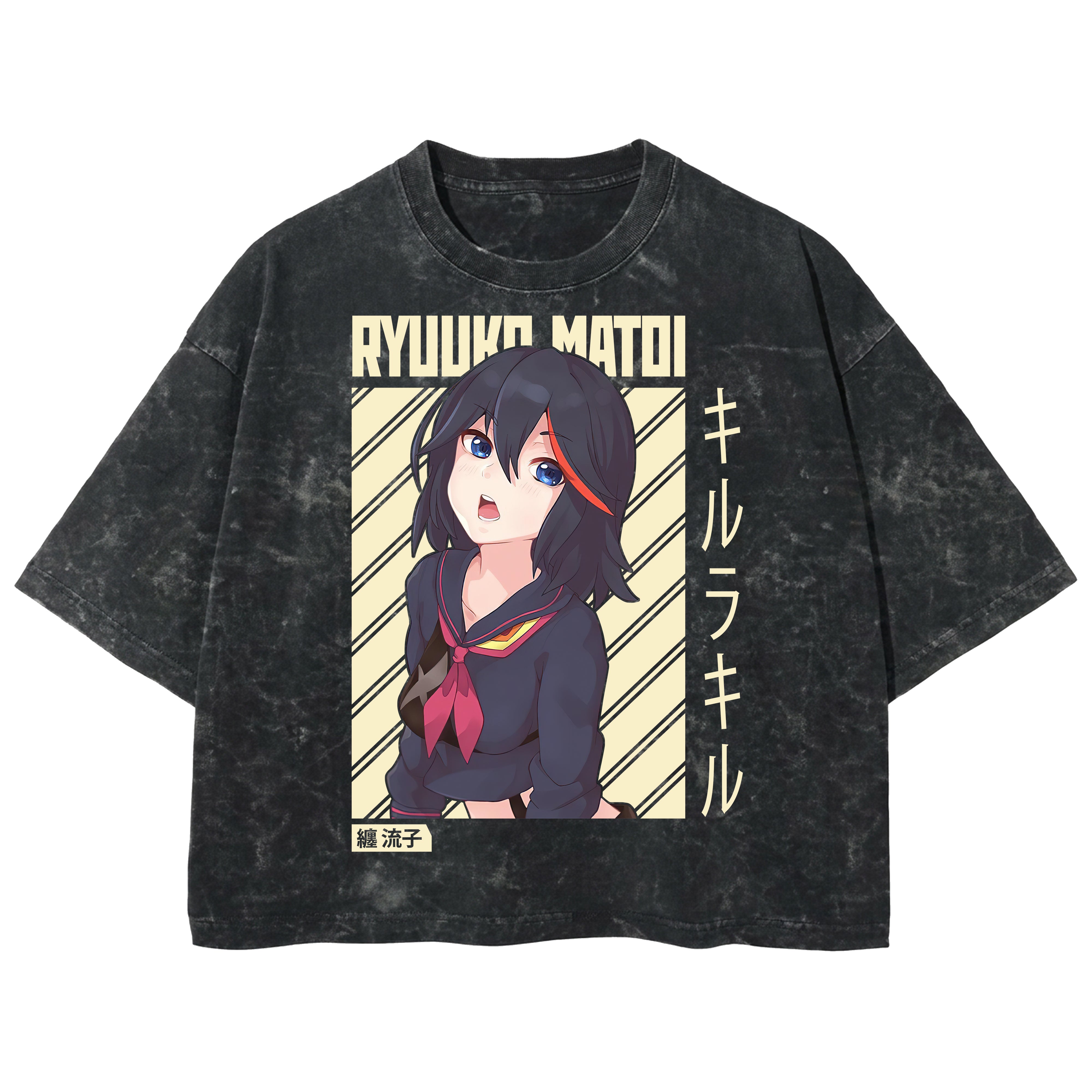 Playera streetwear premium de anime y gaming ExtraLife MX, corte boxy deluxe mineral wash heavyweight en color Acid Wash, moda urbana mexicana de culto.