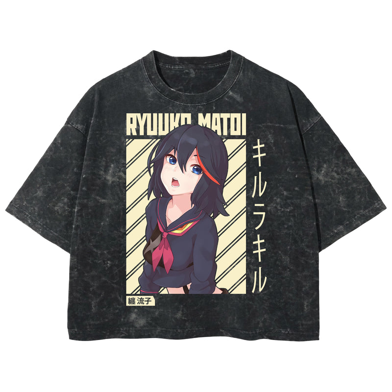 Playera streetwear premium de anime y gaming ExtraLife MX, corte boxy deluxe mineral wash heavyweight en color Acid Wash, moda urbana mexicana de culto.