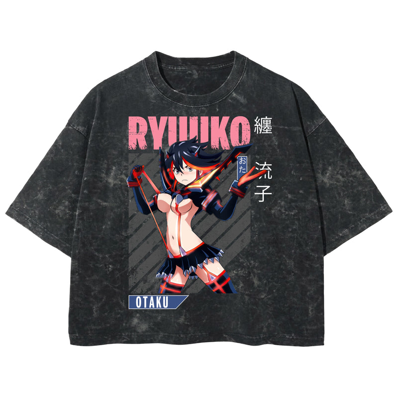 Playera streetwear premium de anime y gaming ExtraLife MX, corte boxy deluxe mineral wash heavyweight en color Acid Wash, moda urbana mexicana de culto.