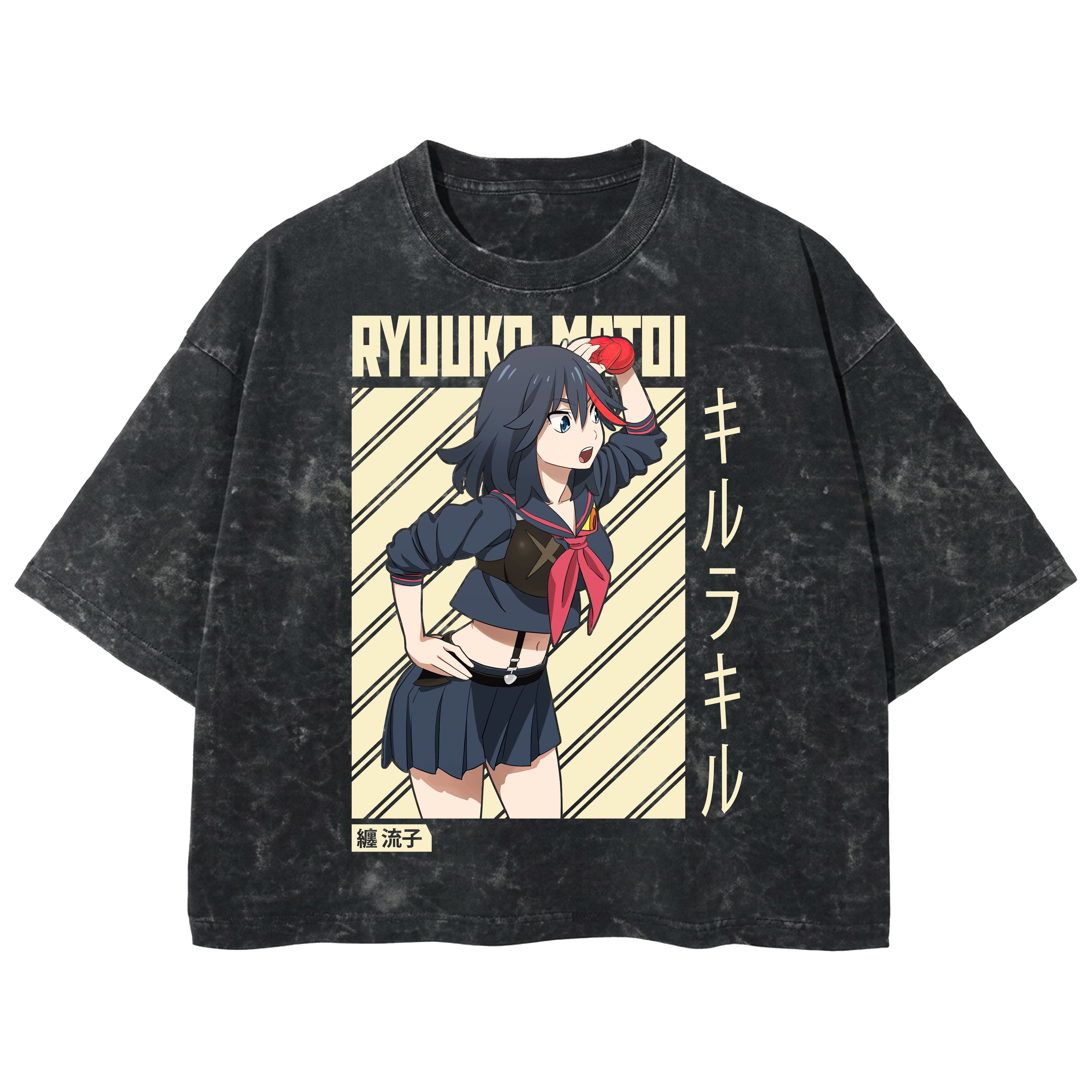 Playera streetwear premium de anime y gaming ExtraLife MX, corte boxy deluxe mineral wash heavyweight en color Acid Wash, moda urbana mexicana de culto.
