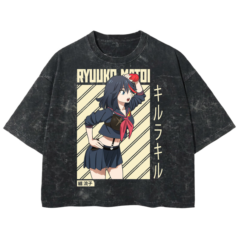 Playera streetwear premium de anime y gaming ExtraLife MX, corte boxy deluxe mineral wash heavyweight en color Acid Wash, moda urbana mexicana de culto.