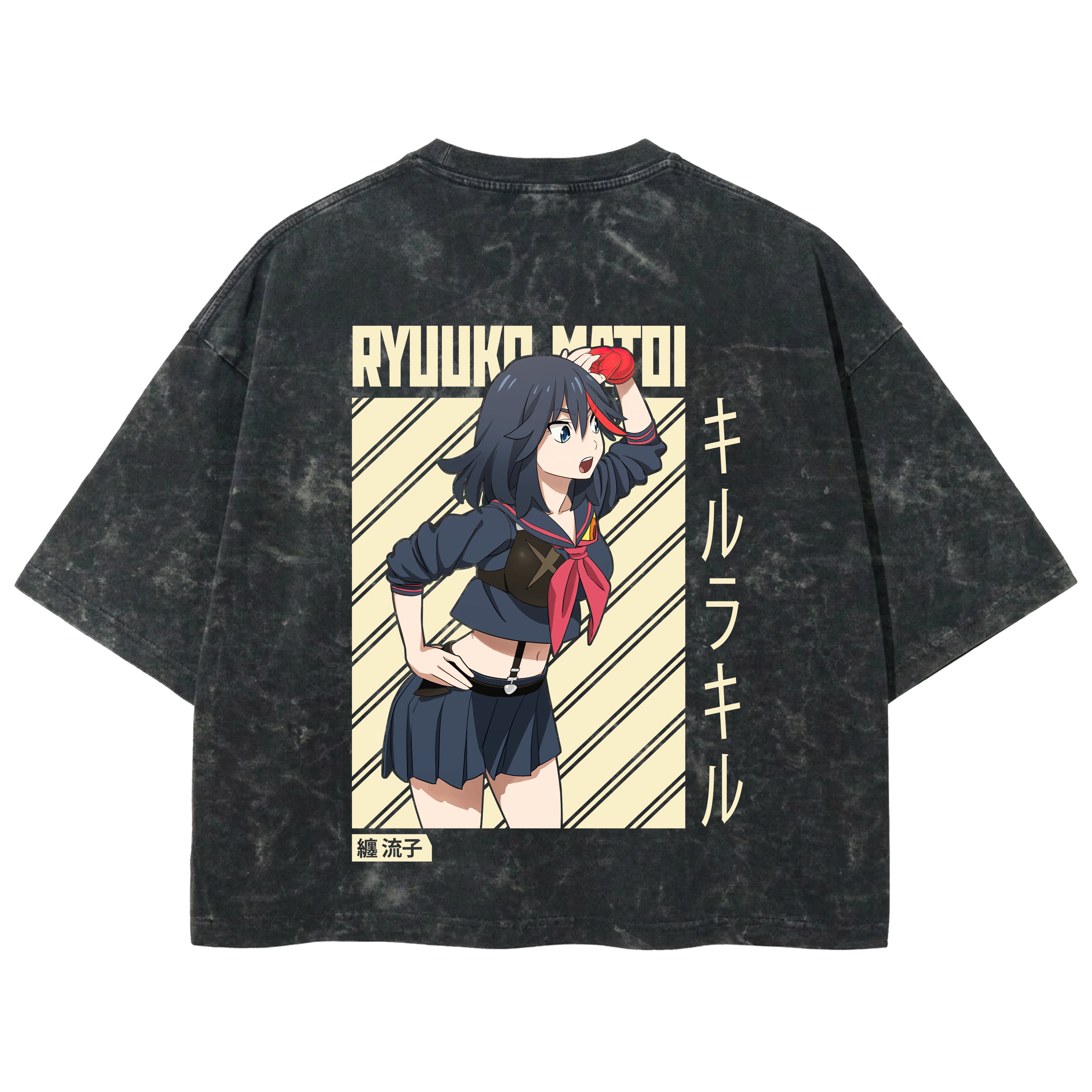 Playera streetwear premium de anime y gaming ExtraLife MX, corte boxy deluxe mineral wash heavyweight en color Acid Wash, moda urbana mexicana de culto.