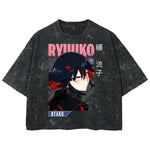 Playera streetwear premium de anime y gaming ExtraLife MX, corte boxy deluxe mineral wash heavyweight en color Acid Wash, moda urbana mexicana de culto.