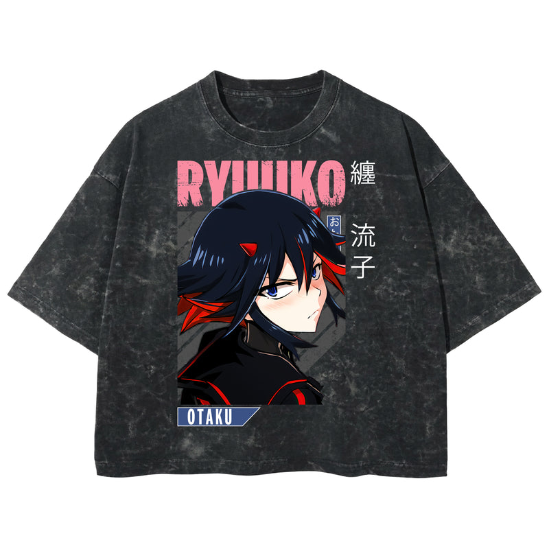 Playera streetwear premium de anime y gaming ExtraLife MX, corte boxy deluxe mineral wash heavyweight en color Acid Wash, moda urbana mexicana de culto.