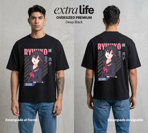 Las Agujas del Destino | El Kamui del Bien #03723 - Playera Oversized Premium | Deep Black - Foto en modelo