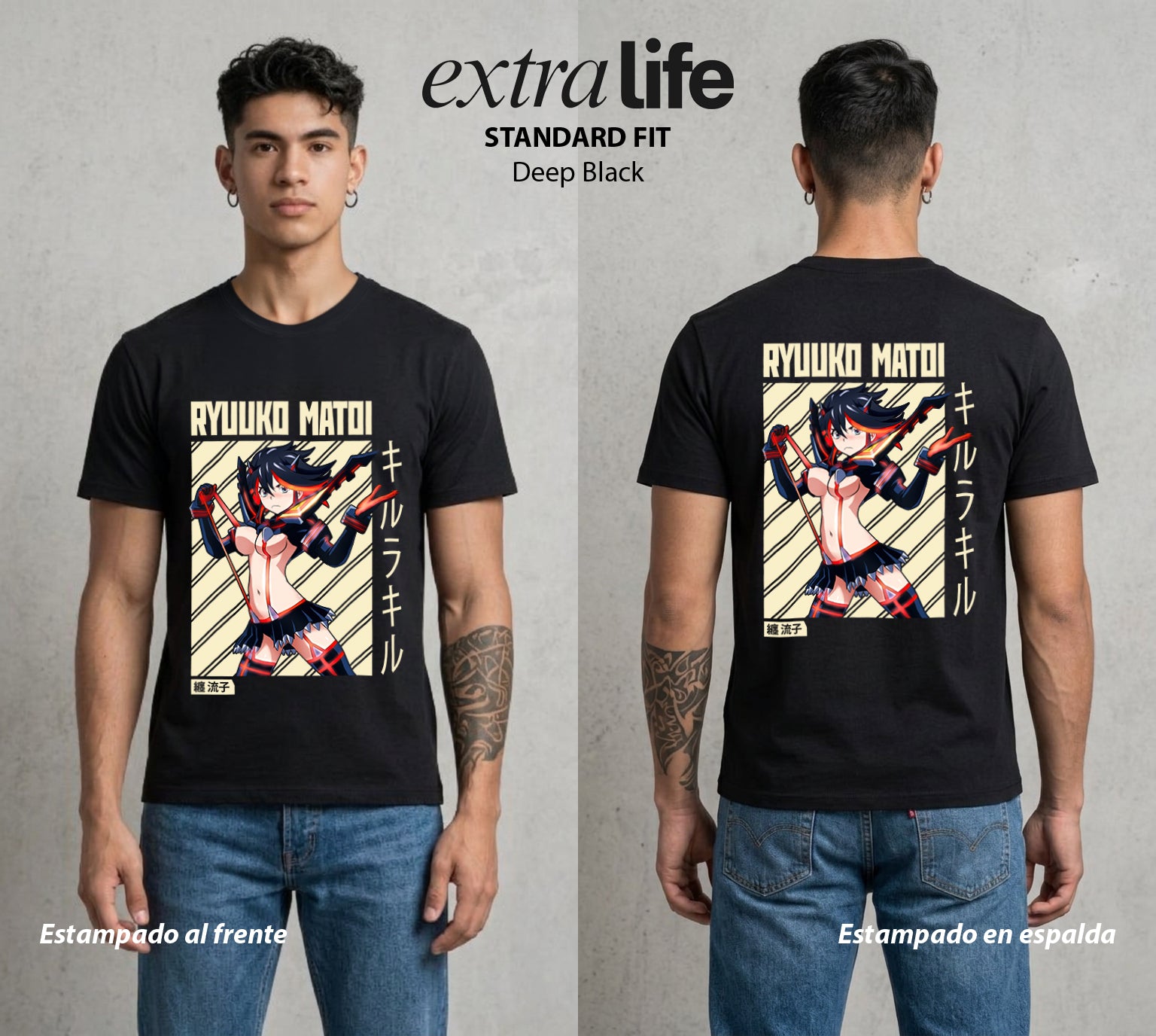 Las Agujas del Destino | El Filo del Destino #03725 - Playera Standard Fit | Deep Black - Foto en modelo