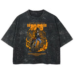 Playera streetwear premium de anime y gaming ExtraLife MX, corte boxy deluxe mineral wash heavyweight en color Acid Wash, moda urbana mexicana de culto.