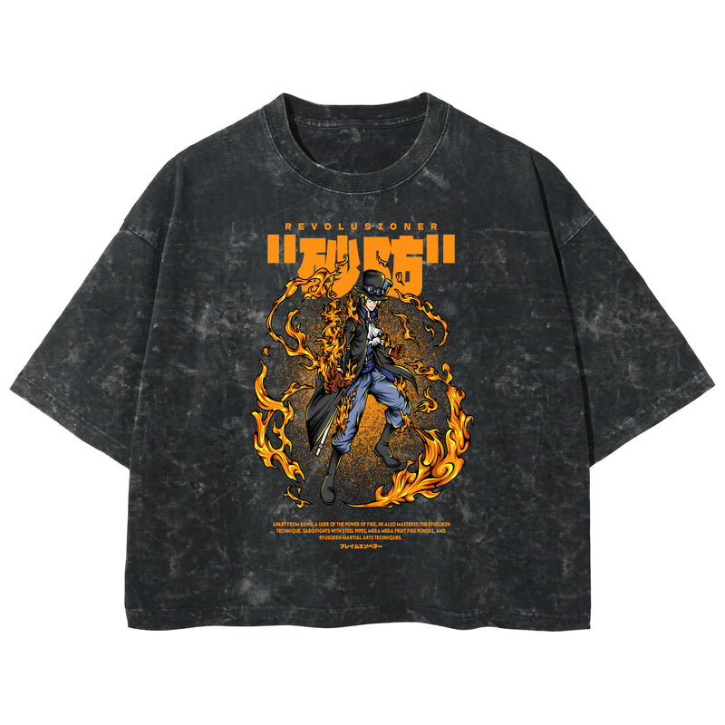 Playera streetwear premium de anime y gaming ExtraLife MX, corte boxy deluxe mineral wash heavyweight en color Acid Wash, moda urbana mexicana de culto.