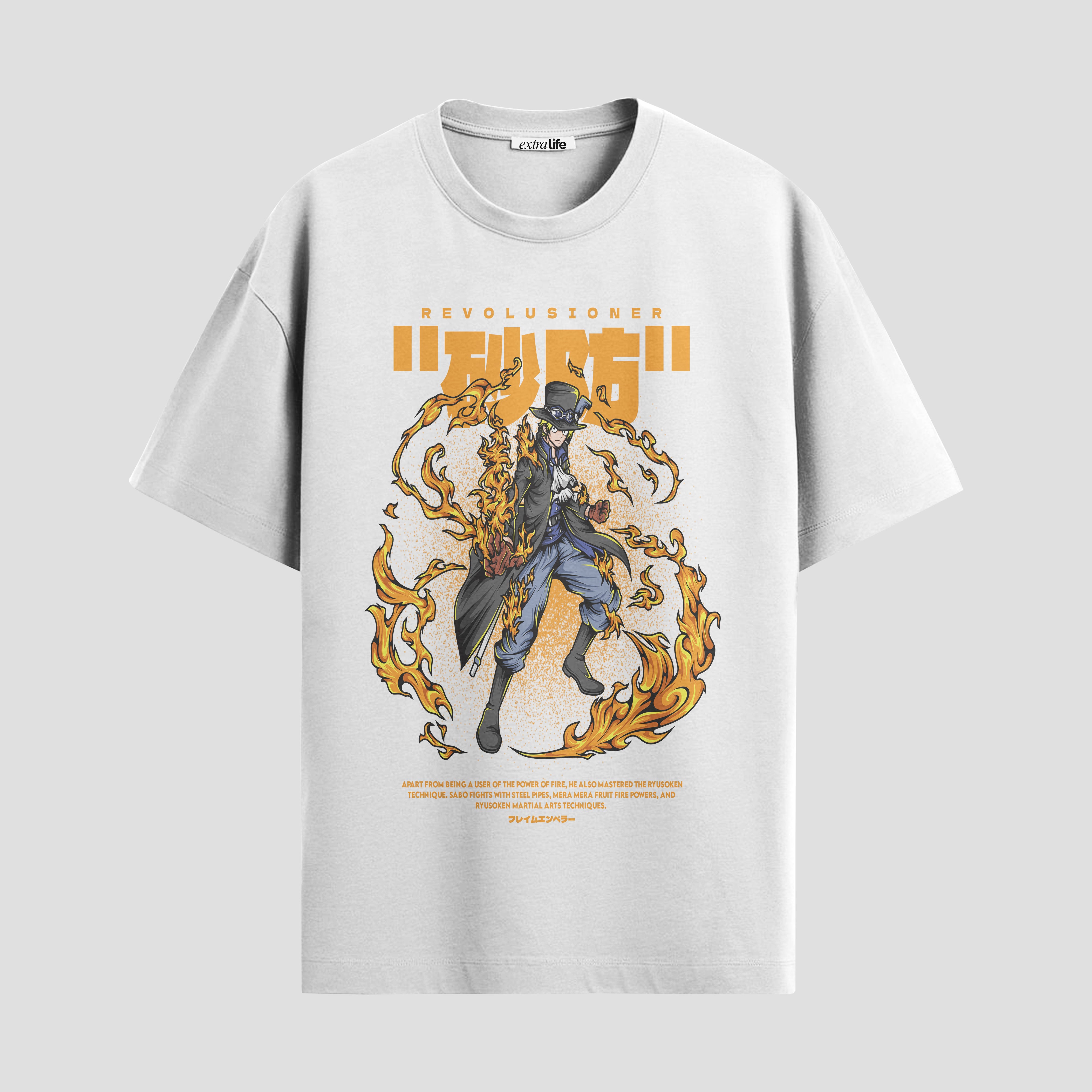 Playera urbana de anime y gaming ExtraLife MX, corte Standard Fit unisex ligero y transpirable en color Deep Black y Pure White, ropa de uso diario para gym y casual.