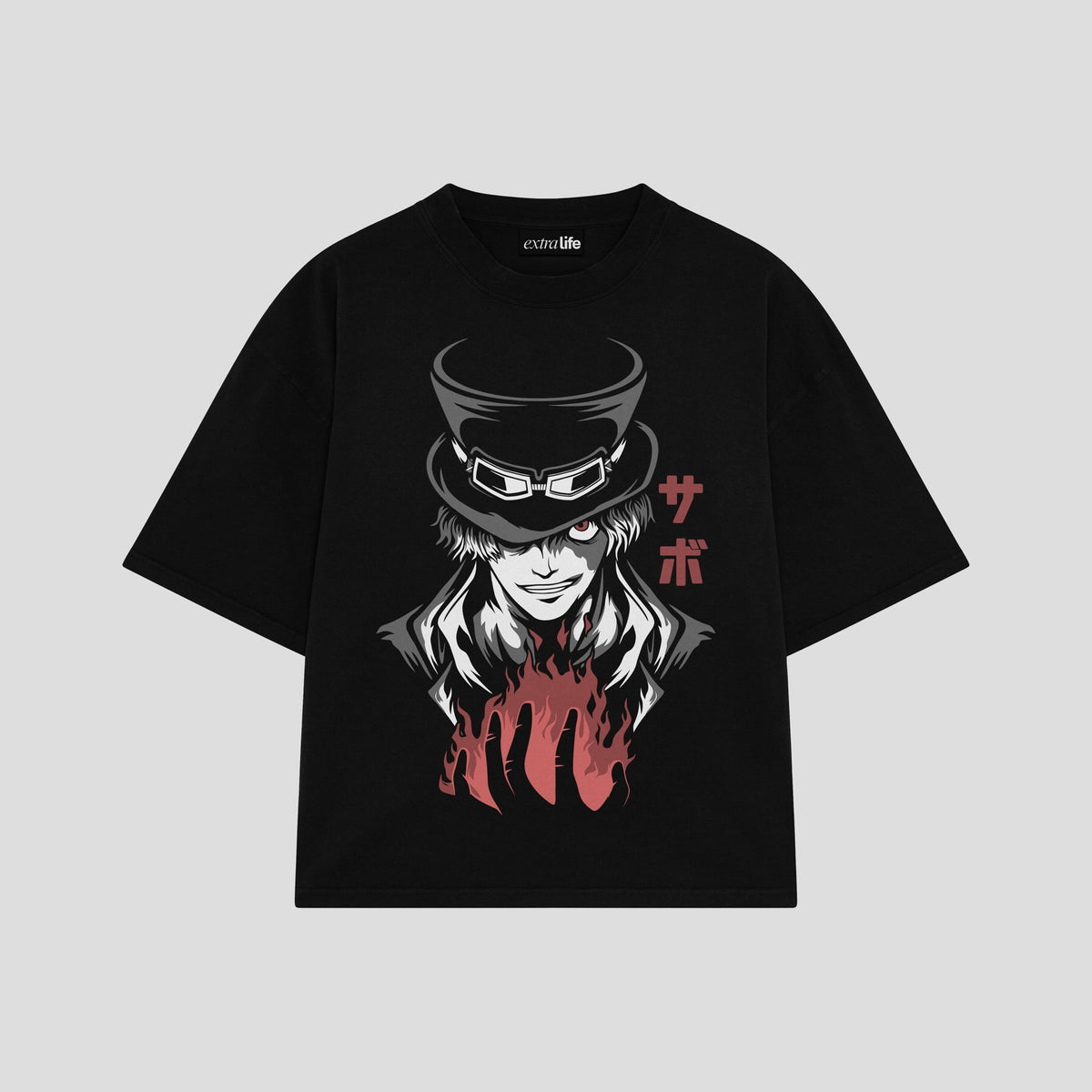 Playera streetwear premium de anime y gaming ExtraLife MX, corte oversized drop shoulder ligero y fresco en color Deep Black y Off-White, moda urbana mexicana de culto.