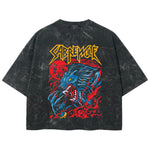 Playera streetwear premium de anime y gaming ExtraLife MX, corte boxy deluxe mineral wash heavyweight en color Acid Wash, moda urbana mexicana de culto.