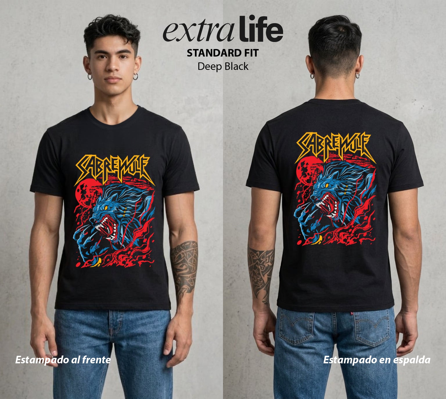 El Combate Instintivo | El Hombre Lobo del Torneo #03729 - Playera Standard Fit | Deep Black - Foto en modelo