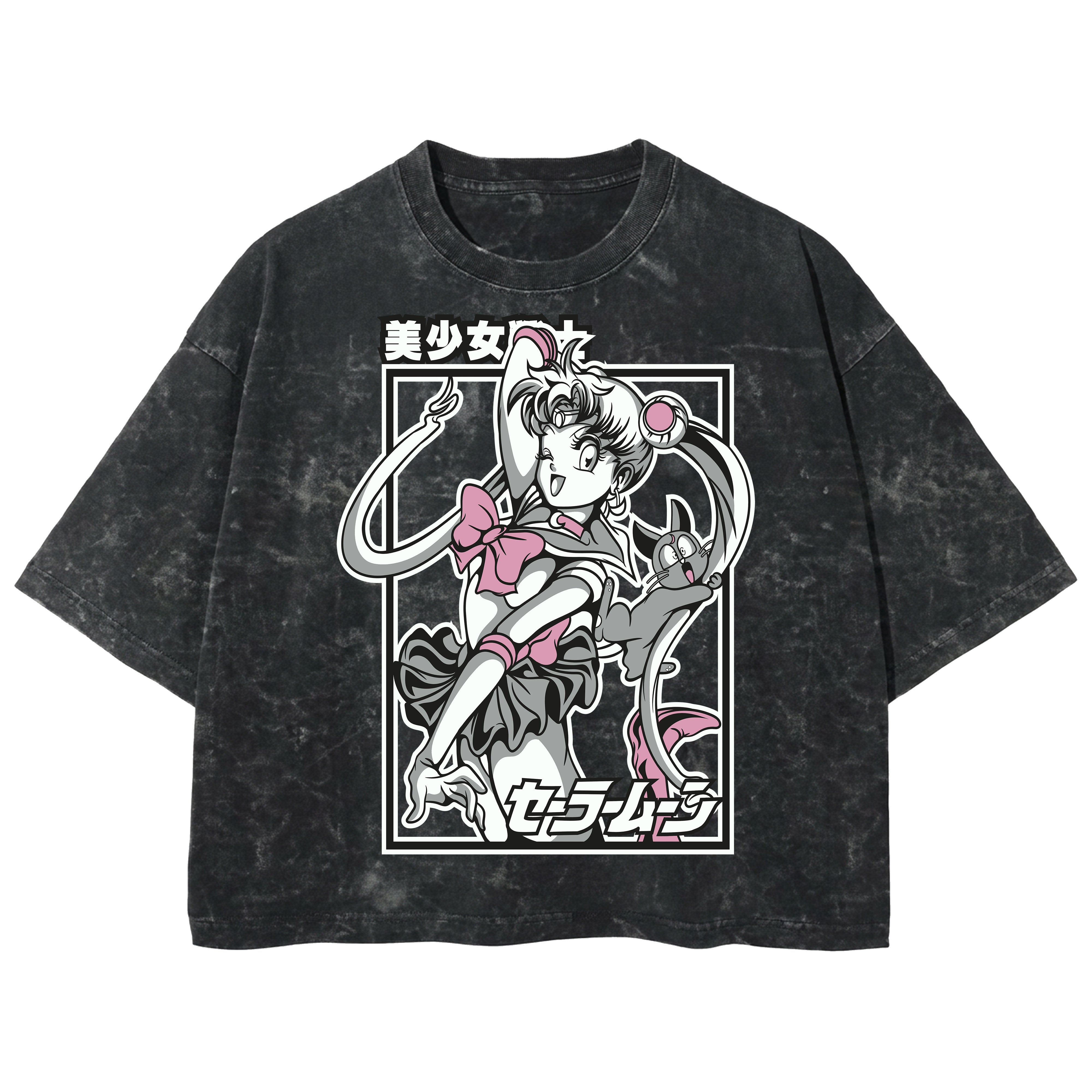 Playera streetwear premium de anime y gaming ExtraLife MX, corte boxy deluxe mineral wash heavyweight en color Acid Wash, moda urbana mexicana de culto.