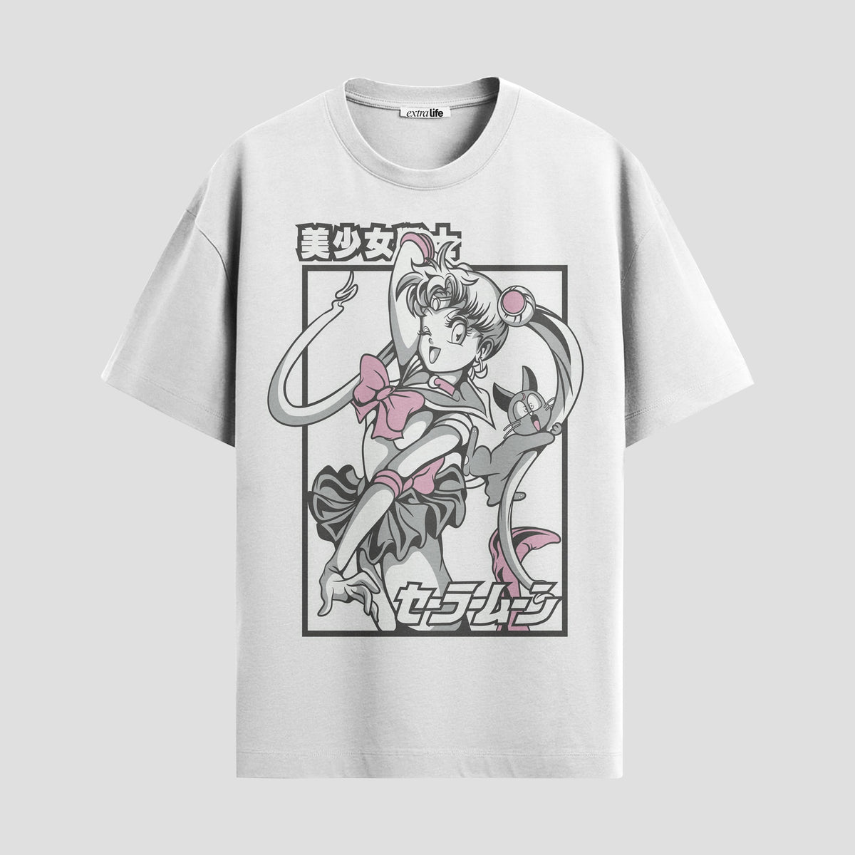 Playera urbana de anime y gaming ExtraLife MX, corte Classic Premium unisex ligero y transpirable en color Deep Black y Pure White, ropa de uso diario para gym y casual.