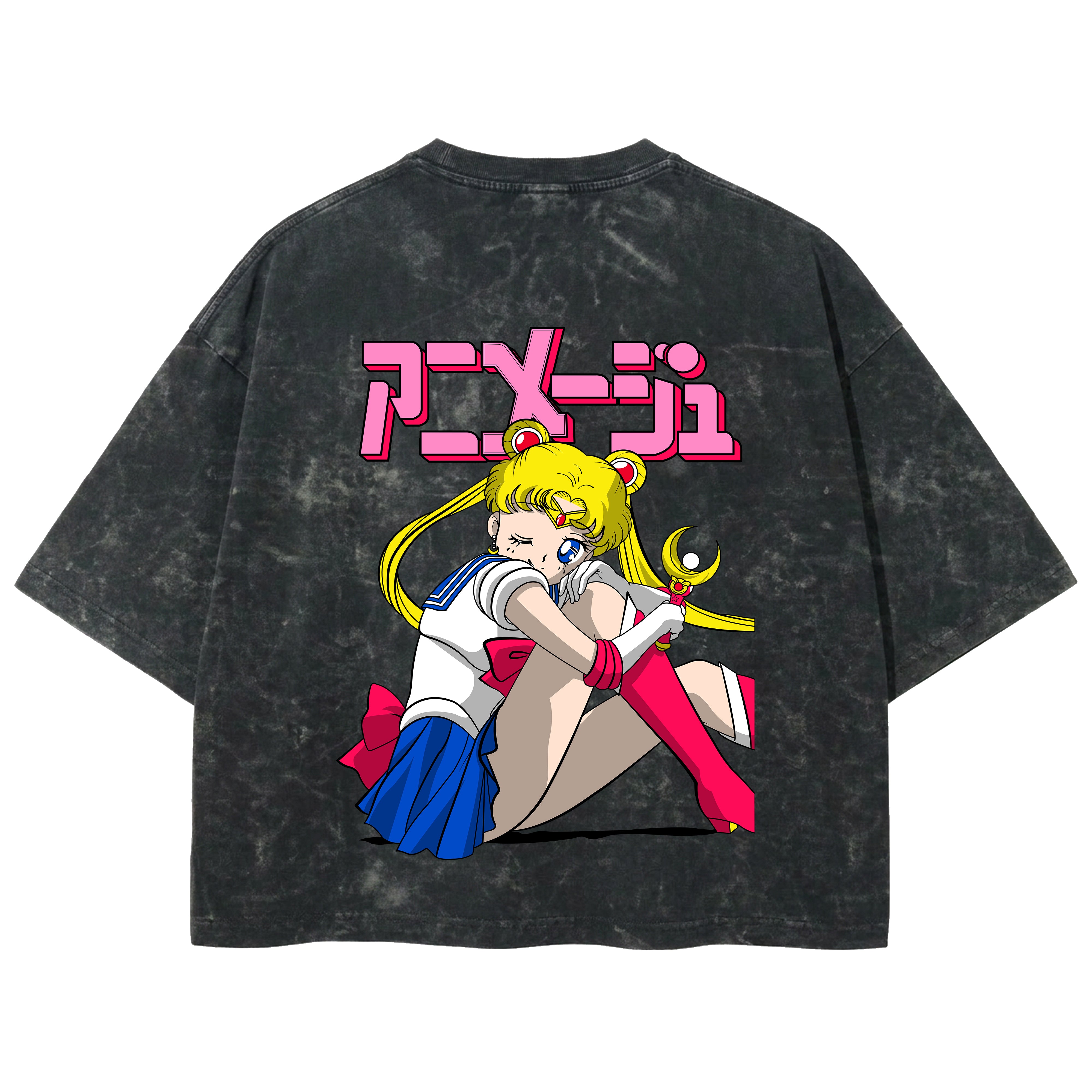 Playera streetwear premium de anime y gaming ExtraLife MX, corte boxy deluxe mineral wash heavyweight en color Acid Wash, moda urbana mexicana de culto.