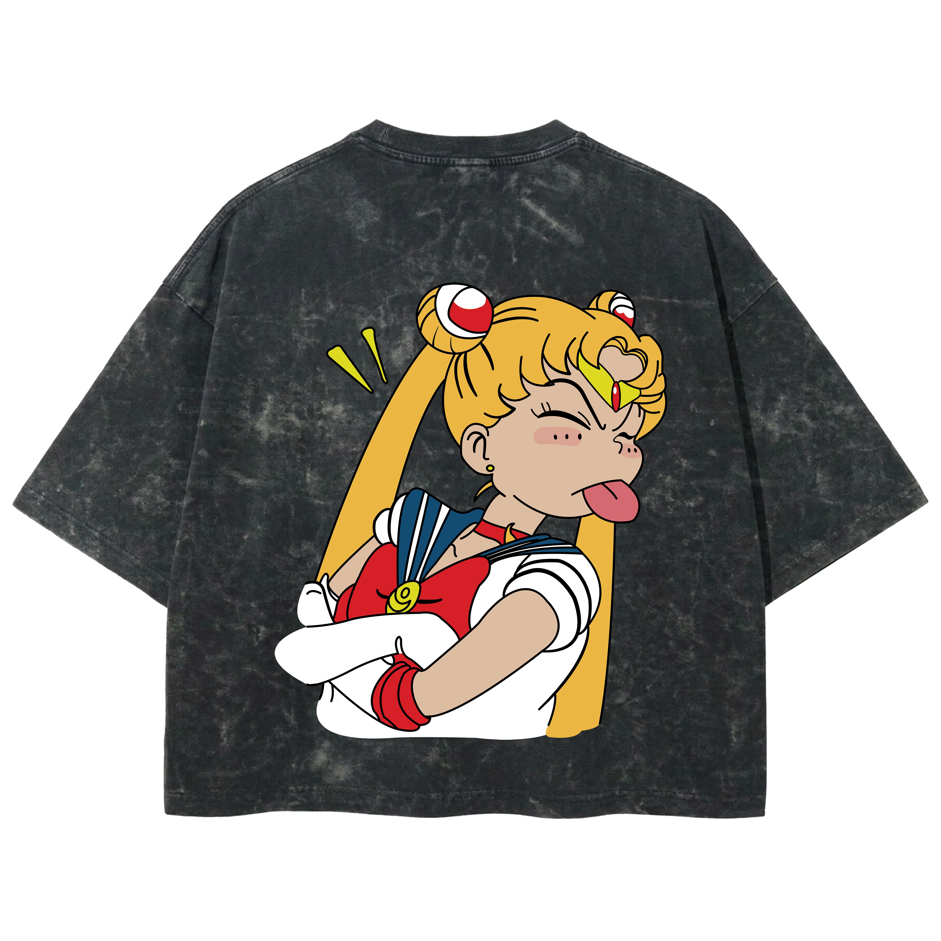 Playera streetwear premium de anime y gaming ExtraLife MX, corte boxy deluxe mineral wash heavyweight en color Acid Wash, moda urbana mexicana de culto.