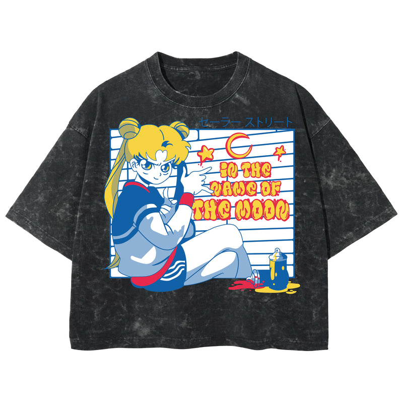 Playera streetwear premium de anime y gaming ExtraLife MX, corte boxy deluxe mineral wash heavyweight en color Acid Wash, moda urbana mexicana de culto.