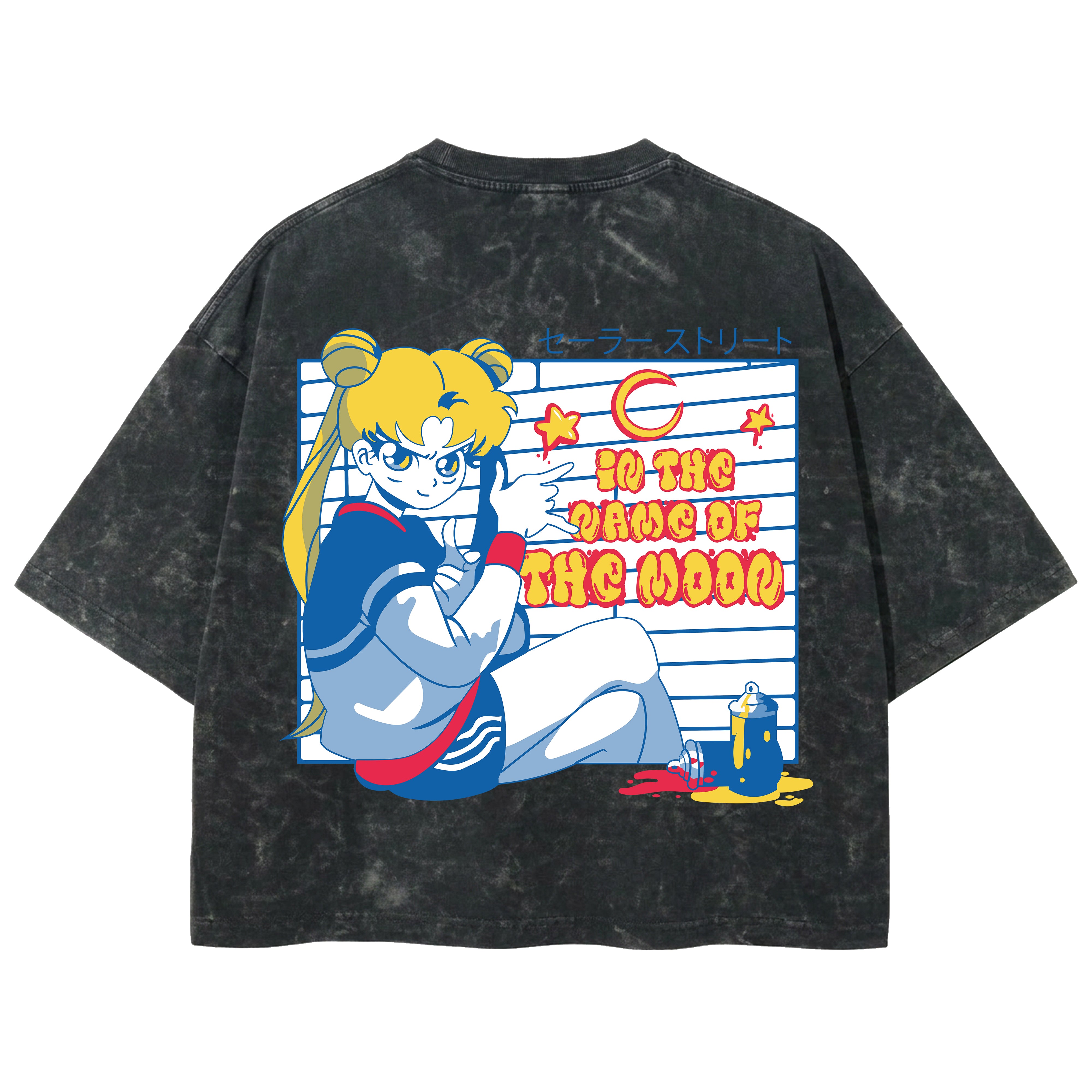Playera streetwear premium de anime y gaming ExtraLife MX, corte boxy deluxe mineral wash heavyweight en color Acid Wash, moda urbana mexicana de culto.