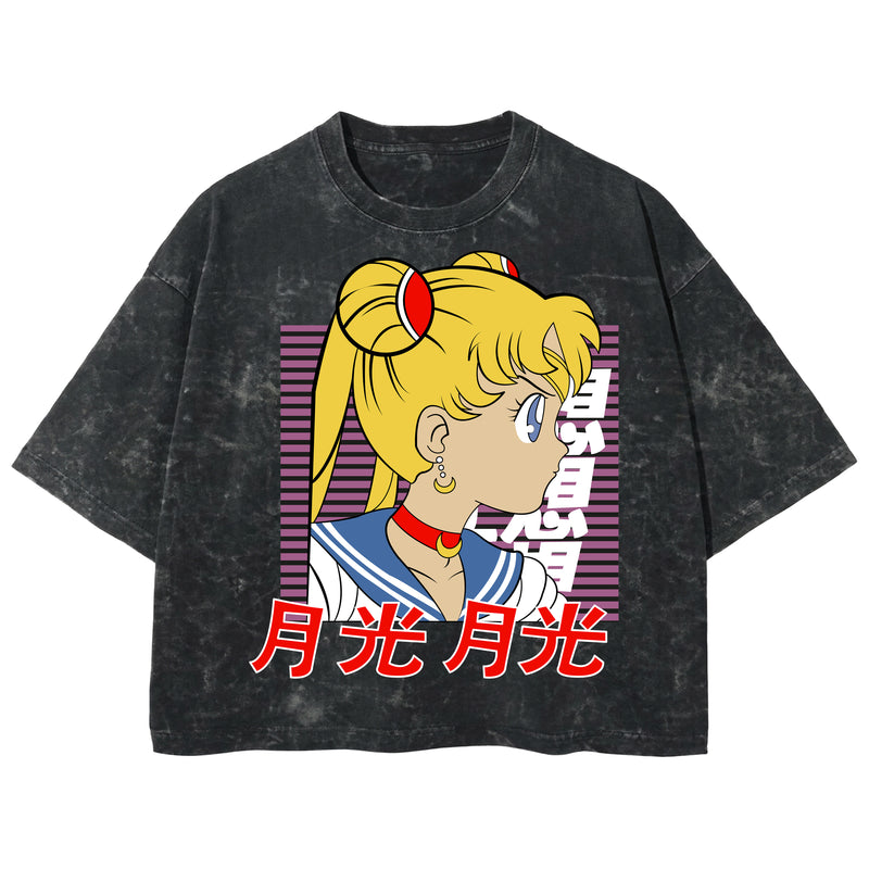 Playera streetwear premium de anime y gaming ExtraLife MX, corte boxy deluxe mineral wash heavyweight en color Acid Wash, moda urbana mexicana de culto.