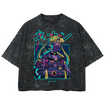 Playera streetwear premium de anime y gaming ExtraLife MX, corte boxy deluxe mineral wash heavyweight en color Acid Wash, moda urbana mexicana de culto.