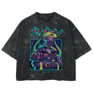 Playera streetwear premium de anime y gaming ExtraLife MX, corte boxy deluxe mineral wash heavyweight en color Acid Wash, moda urbana mexicana de culto.