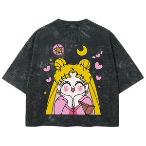 Playera streetwear premium de anime y gaming ExtraLife MX, corte boxy deluxe mineral wash heavyweight en color Acid Wash, moda urbana mexicana de culto.
