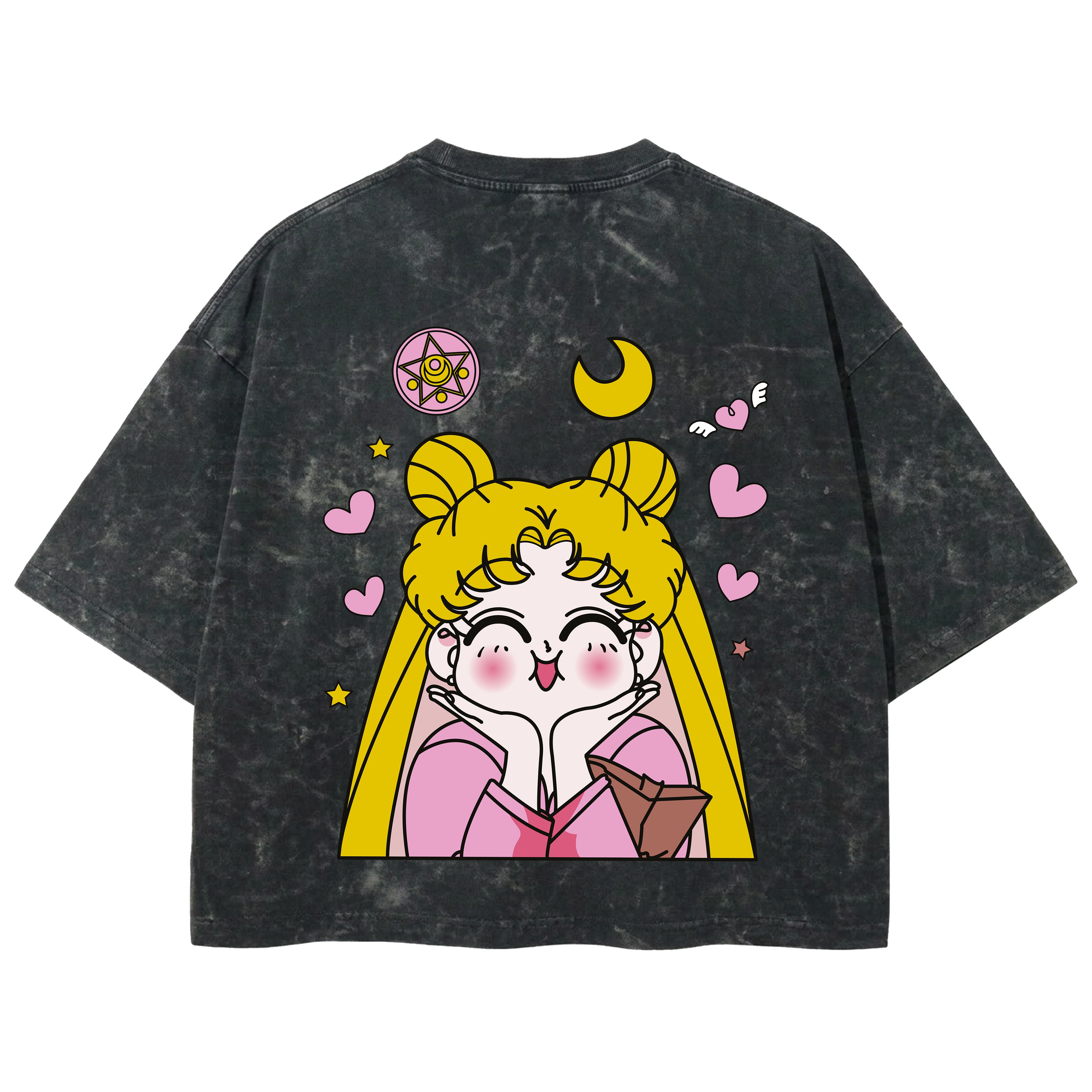 Playera streetwear premium de anime y gaming ExtraLife MX, corte boxy deluxe mineral wash heavyweight en color Acid Wash, moda urbana mexicana de culto.