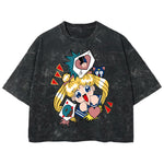 Playera streetwear premium de anime y gaming ExtraLife MX, corte boxy deluxe mineral wash heavyweight en color Acid Wash, moda urbana mexicana de culto.