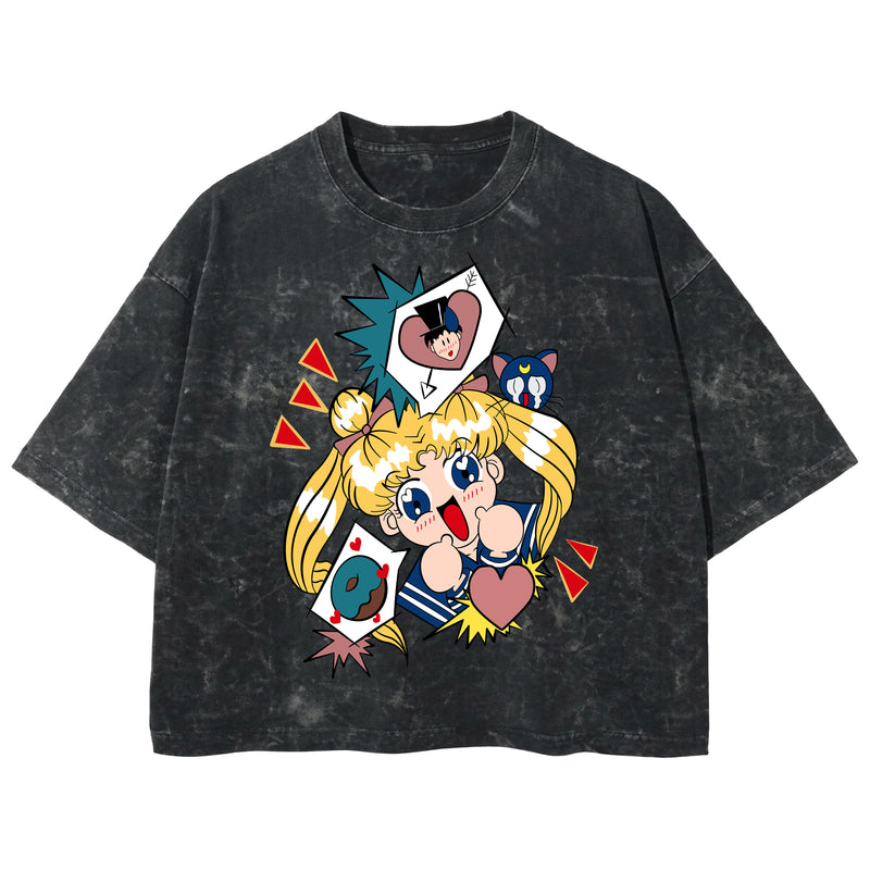 Playera streetwear premium de anime y gaming ExtraLife MX, corte boxy deluxe mineral wash heavyweight en color Acid Wash, moda urbana mexicana de culto.