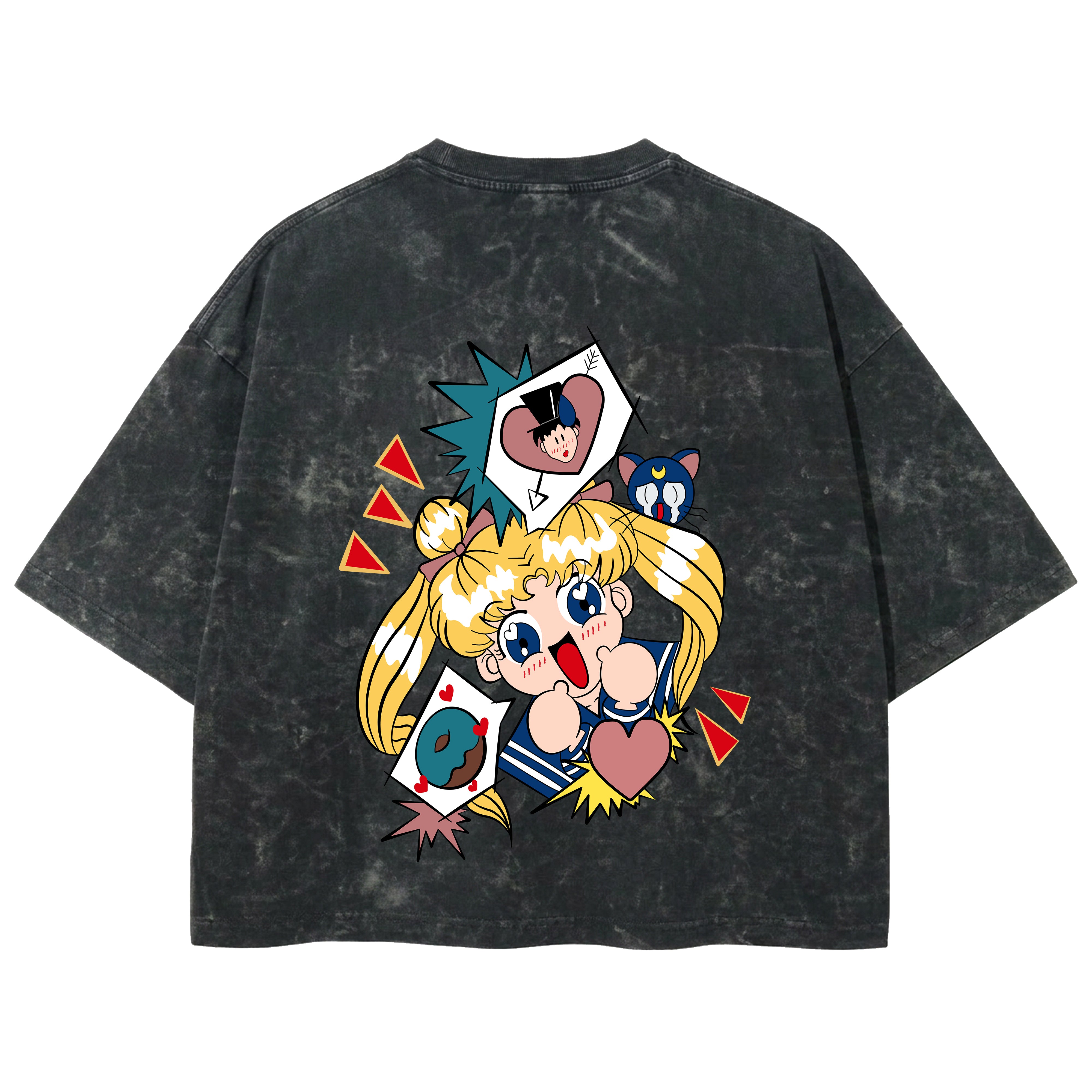 Playera streetwear premium de anime y gaming ExtraLife MX, corte boxy deluxe mineral wash heavyweight en color Acid Wash, moda urbana mexicana de culto.