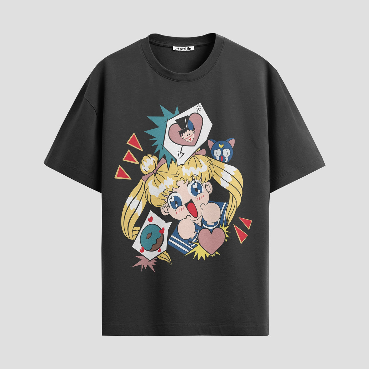 Playera urbana de anime y gaming ExtraLife MX, corte Classic Premium unisex ligero y transpirable en color Deep Black y Pure White, ropa de uso diario para gym y casual.
