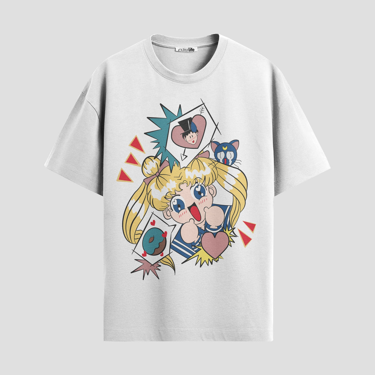 Playera urbana de anime y gaming ExtraLife MX, corte Classic Premium unisex ligero y transpirable en color Deep Black y Pure White, ropa de uso diario para gym y casual.