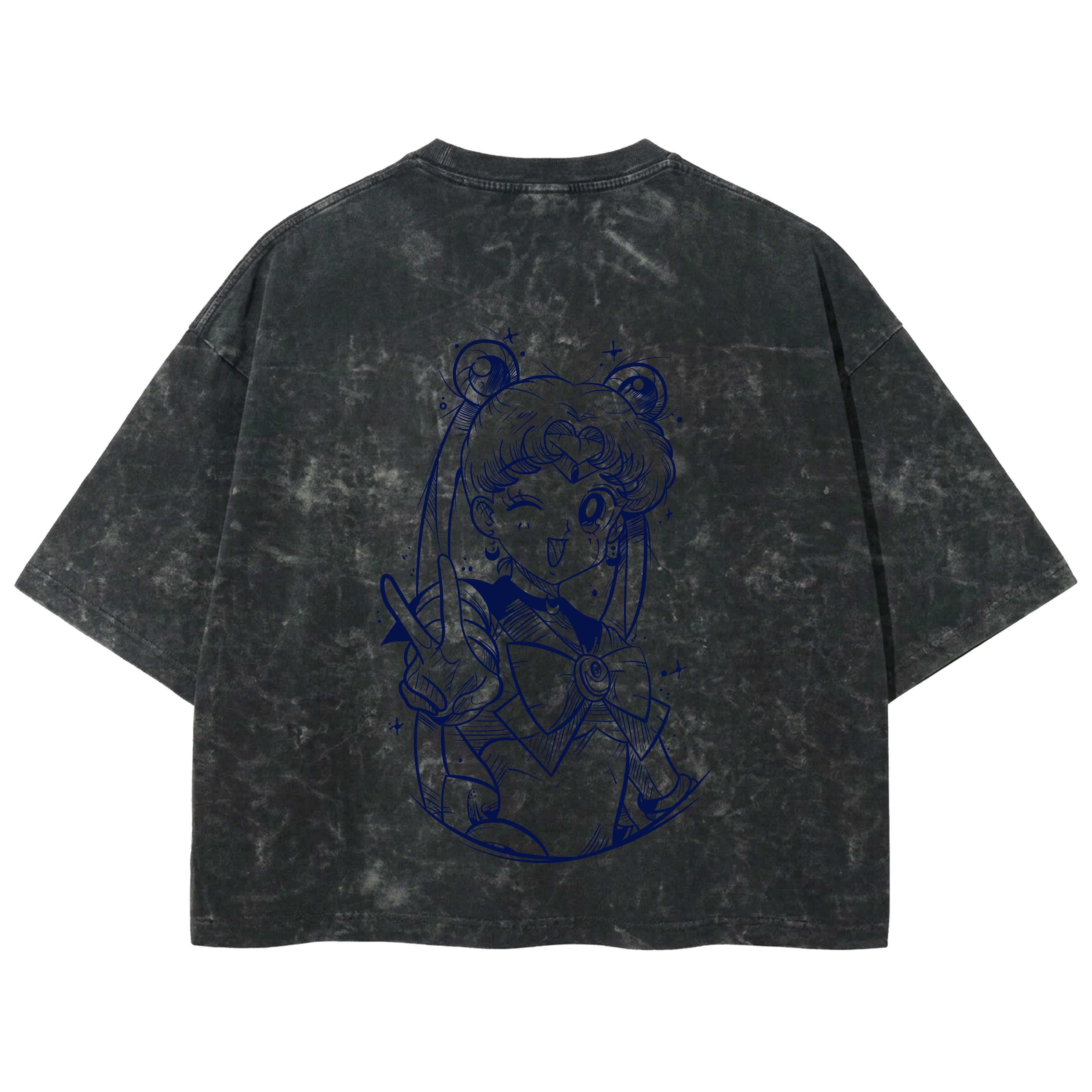 Playera streetwear premium de anime y gaming ExtraLife MX, corte boxy deluxe mineral wash heavyweight en color Acid Wash, moda urbana mexicana de culto.