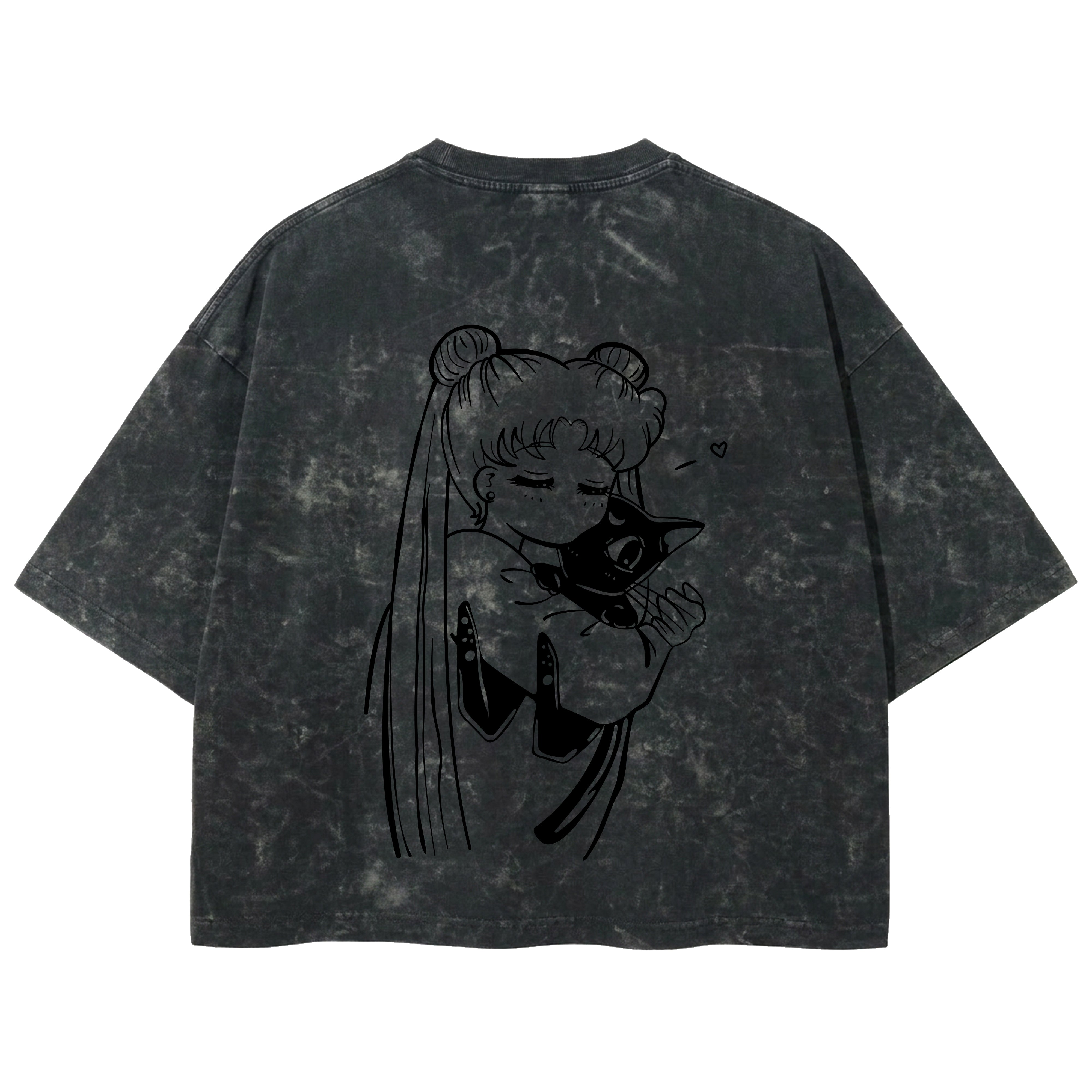 Playera streetwear premium de anime y gaming ExtraLife MX, corte boxy deluxe mineral wash heavyweight en color Acid Wash, moda urbana mexicana de culto.